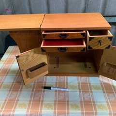 昭和レトロ　小物入れ　ミシン台　文机　木製 折り畳み式の画像