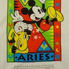【Tシャツ】ミッキーマウス　ARIES（おひつじ座）【ヴィンテージ　90'S】の画像