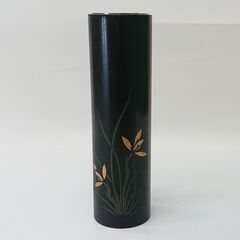 【中古品】【理由有品】丸筒形花器 漆器 輪島 花生 花入れ