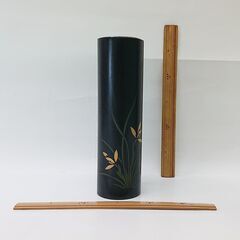 【中古品】【理由有品】丸筒形花器 漆器 輪島 花生 花入れの画像