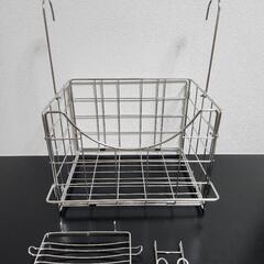 ①【新品未使用】お風呂バスケット ステンレス 吊り下げ 