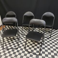 まとめて5脚 折りたたみパイプチェア ブラック 会議椅子