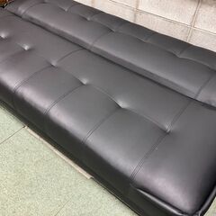 合皮 ソファベッド 3人掛 トリプルソファ 黒 半年使用のみ 幅180cm×