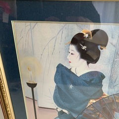 中尾淳 「雪」美人画 足立美術館 発行 色紙印刷 額装 日本画 浮世絵 和風　女性 JAPAN  骨董 美術品 絵画 日本　の画像