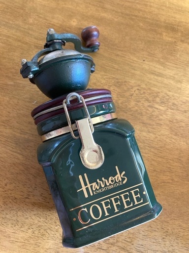 ハロッズ、コーヒーミル、オシャレ、上品、レトロ、グリーン、緑、群青色 、Harrods Nightsbridge Coffee Mil