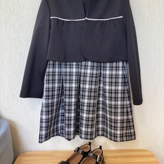 3点 キッズ 卒園式服 シューズ セット フォーマル チェック ...