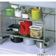<1000円>可変式キッチンシンク下ワイヤーラック・収納・棚の画像