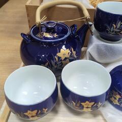 ★未使用品 急須 湯呑 セット 有田焼  茶器揃 瑠璃 急須1 湯呑5（6点組）⑦ の画像