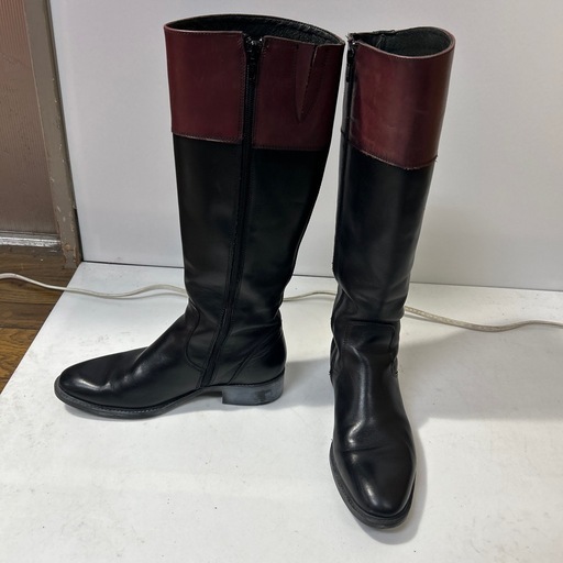 2412-390 NUOVO Hawkins ロングブーツ ブラック/レッド サイズ:38(24cm) キズ汚れ有り シューキーパー付き