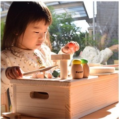 美品ポプリの森オリジナル 卓上木製ままごとキッチンセット