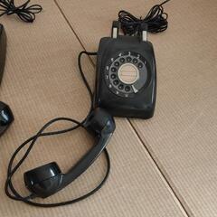 珍品 スマホへ発信可能 アンティーク 黒電話 2個セットの画像