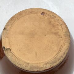 ss7067　久松窯 飲食物容器 1号 漬物容器 丸壺 陶器製 蓋付き 保存容器 ブラウン 瓶 つぼ かめ つけもの 梅干し ぬか漬け 漬物壺 中古の画像