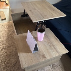 昇降式収納テーブル　机　美品の画像