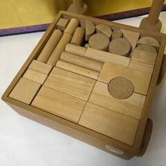木製つみき　カワイ　手押し台車　積み木　おもちゃの画像