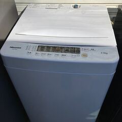 全自動 洗濯機 Hisense ハイセンス 高年式 2024年 ステンレス槽 立体シャワー水流 HW-K45E 全自動洗濯機 一人暮らし