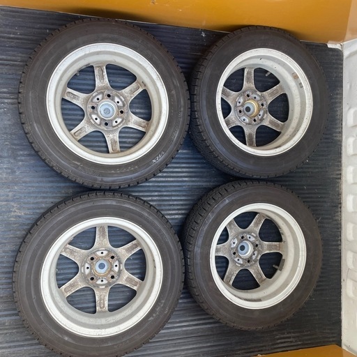 【終了】ブリザック スタッドレスタイヤ 14インチアルミホイール付き 4本セット 155/65R14 冬タイヤ