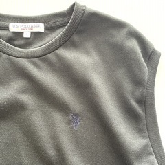 メンズL U.S.POLO ASSN クルーネック ベスト 深緑の画像