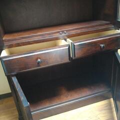 木製ダークブラウン食器棚 扉付き 家具 キッチン 収納 古澤民芸家具