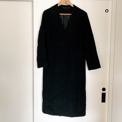 ロングコート　ノーラペル　ネイビー