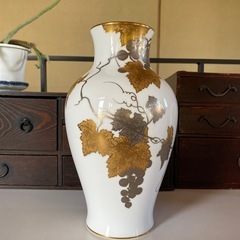 大倉陶園 金蝕ぶどう 花器 36cm - 花瓶