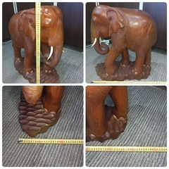 [八3236]  象　木彫りの置物　寸法約49X24㎝  高さ54㎝の画像