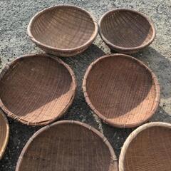 大きな 竹籠 竹かご ざる/古民家 古民具の画像