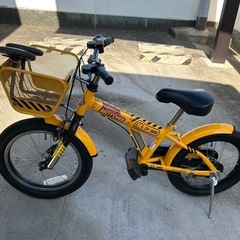 幼児用自転車16型補助輪付イエロー•中古