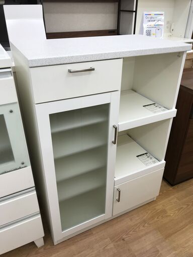 ★ジモティ割あり★  レンジ台 ホワイト H114×W80×D45 クリーニング済み KJ7313