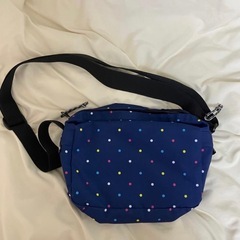 outdoorアウトドアボディバッグ青ネイビー黒ブラック水玉ドットボディーバック女の子小学生中学生の画像