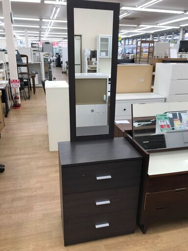 ★ジモティ割あり★  ドレッサー ダークブラウン H181×W60×D39 クリーニング済み KJ7321