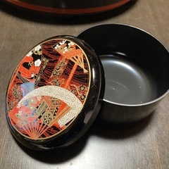 【新品未使用】漆器のちらし寿司セット　寿司桶36cm おひつ5客　木杓子付きの画像