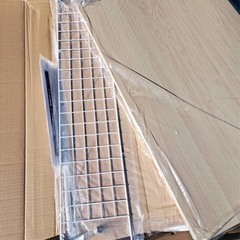 山善押入れ（クローゼット）収納 ラック 幅 44✕奥行77✕高さ65cm ストッパー付き キャスター上段かご・下段棚板 ネット・ 棚板取り外し可能 組立品ナチュラルメイ プル/アイボリー OSR-7544NM/IVの画像