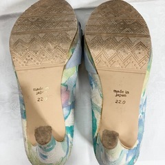 ESPERANZAエスペランサ ブルー花柄リボンパンプス ハイヒール ヒールの画像