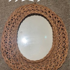 ラタン　壁掛けミラー