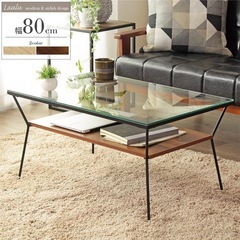 ガラステーブル【ウォールナットブラウン】の画像