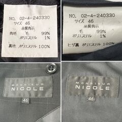 NICOLE ニコル 黒ウインドウペン3Pスーツ 3ボタン 背抜きの画像