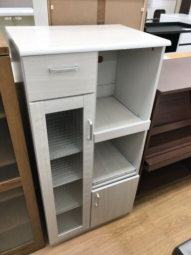 ★ジモティ割あり★  レンジ台 ホワイト H120×W60×D42 クリーニング済み KJ7326