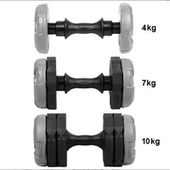 【楽天1位】 リーディングエッジ LEADING EDGE 可変式ダンベル アーミーダンベル 10kg×2個セット ダンベルセット グレー×ブラック LE-AD210 GY×BKの画像