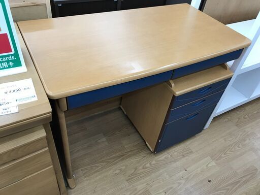 ★ジモティ割あり★  学習机 ナチュラル/ブルー H73×W100×D51 クリーニング済み KJ7333