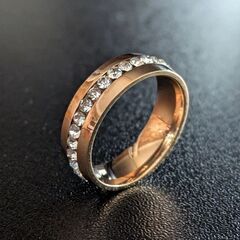 ラインストーンローズゴールドリング②（新品）14号の画像