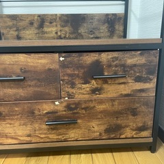 【日程調整中】ハンガーラックセット(Nステイン1880BR/追加引出しユニット) ニトリの画像