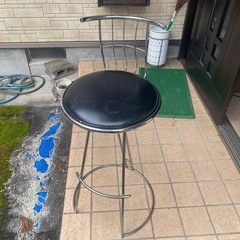 カウンターチェア　椅子　高椅子　黒　ブラック　金属製　背もたれ付...