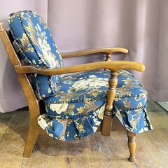 家具 生活家具 飛騨産業　一人掛けチェア　ブラウン×花柄の画像