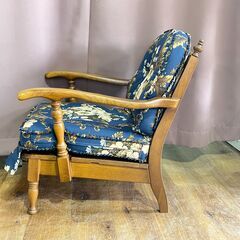 家具 生活家具 飛騨産業　一人掛けチェア　ブラウン×花柄の画像