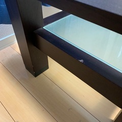 ガラス ローテーブル ブラウンの画像