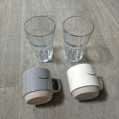 IKEA グラス 2個とマグカップ2個