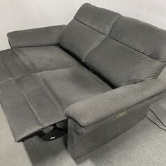 電動リクライニングソファ 2人掛け グレー ファブリック USBポート ハイバック フットレスト リビング 2P 中古家具 店頭引取歓迎 R9003の画像