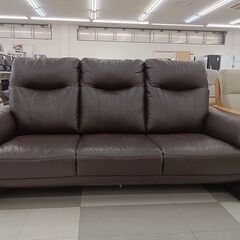 ★ジモティ割あり★  3人掛けソファー ブラウン H96×D80×W182 クリーニング済み TC2360の画像