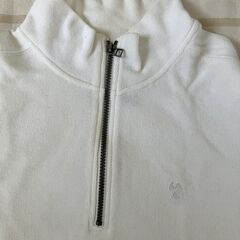 【値下げ】Loco Ocean　長袖タートルネックセーター　ハーフジップ　白色　メンズＸＬの画像
