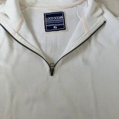 【値下げ】Loco Ocean　長袖タートルネックセーター　ハーフジップ　白色　メンズＸＬの画像